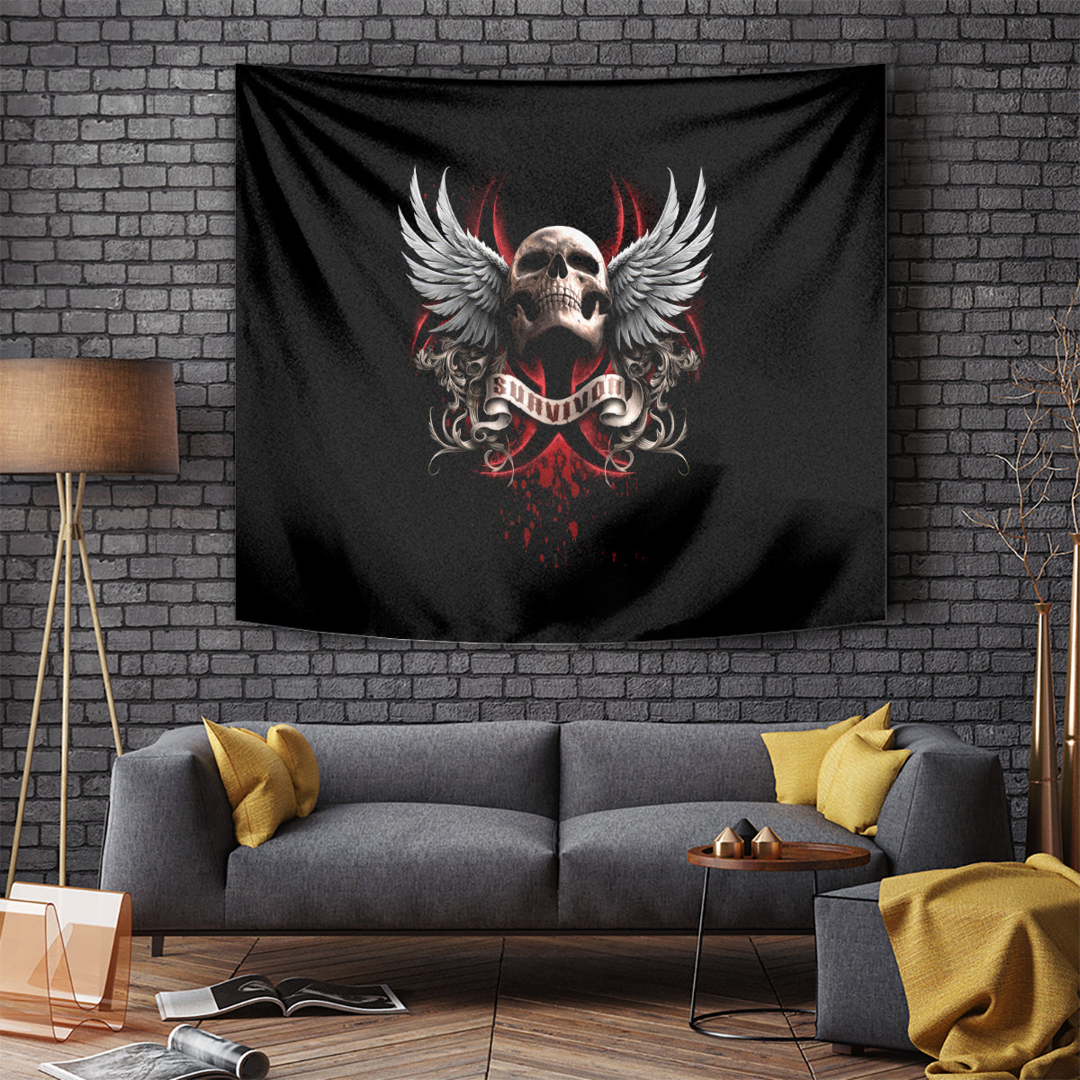 Skull Tapestry Blood Skull Survivor - Wonder Print Shop