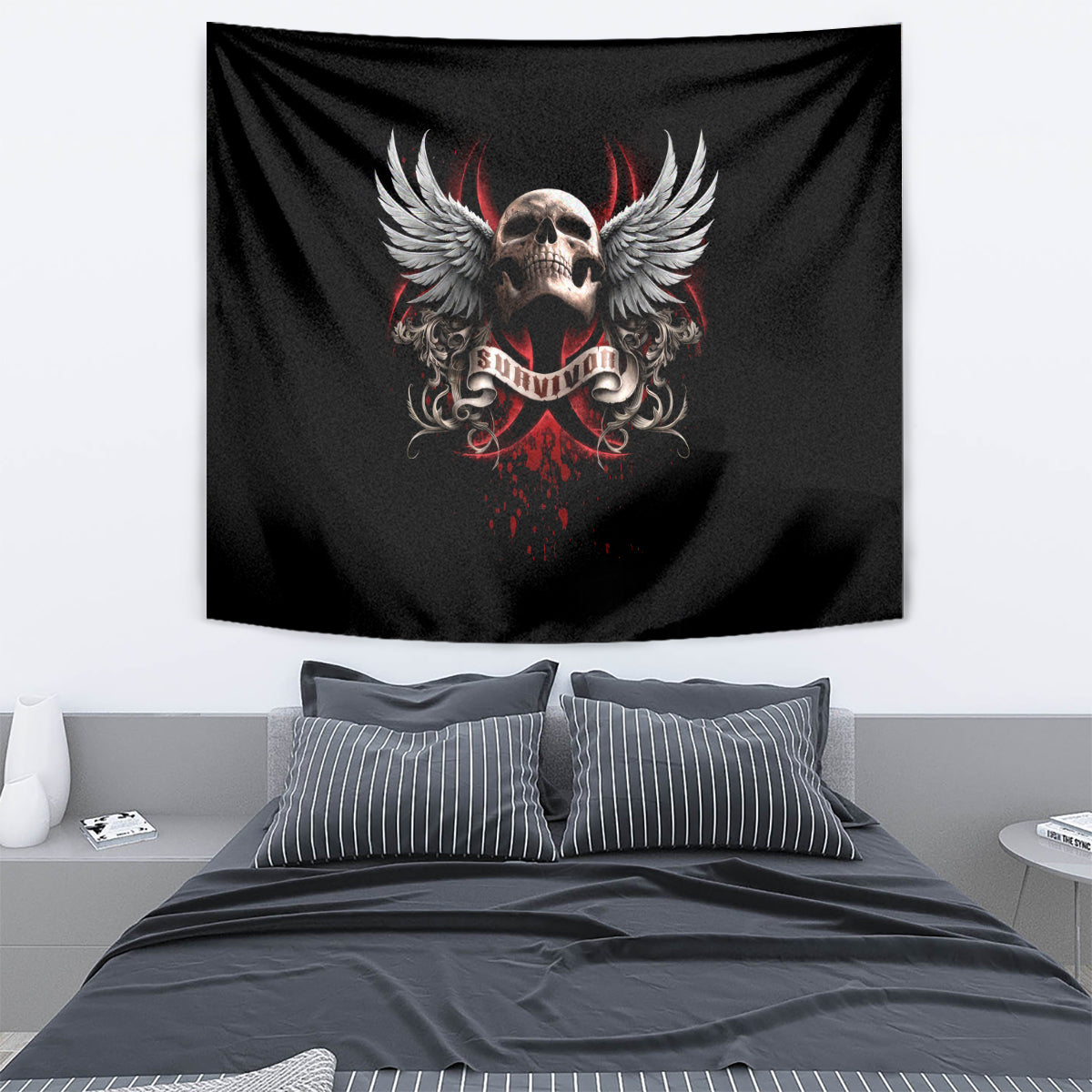 Skull Tapestry Blood Skull Survivor - Wonder Print Shop