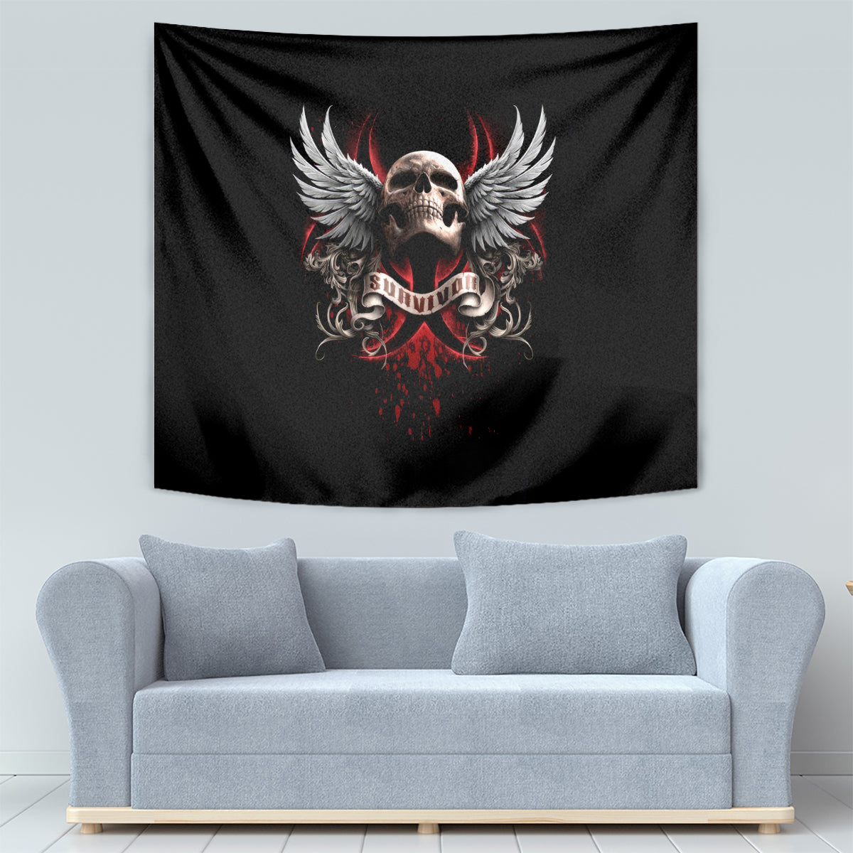 Skull Tapestry Blood Skull Survivor - Wonder Print Shop