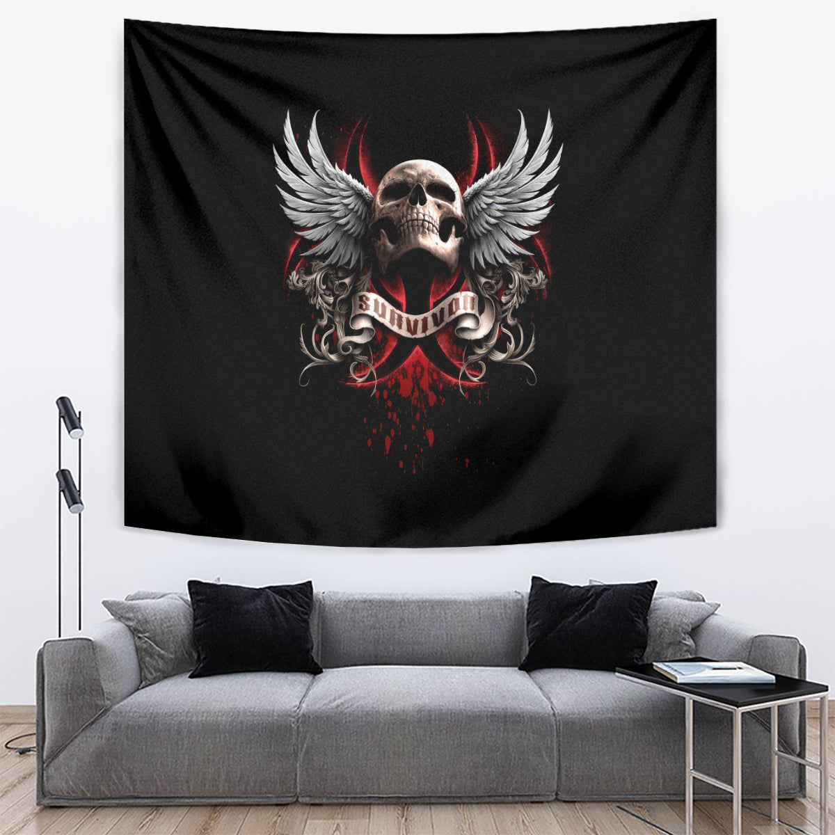 Skull Tapestry Blood Skull Survivor - Wonder Print Shop