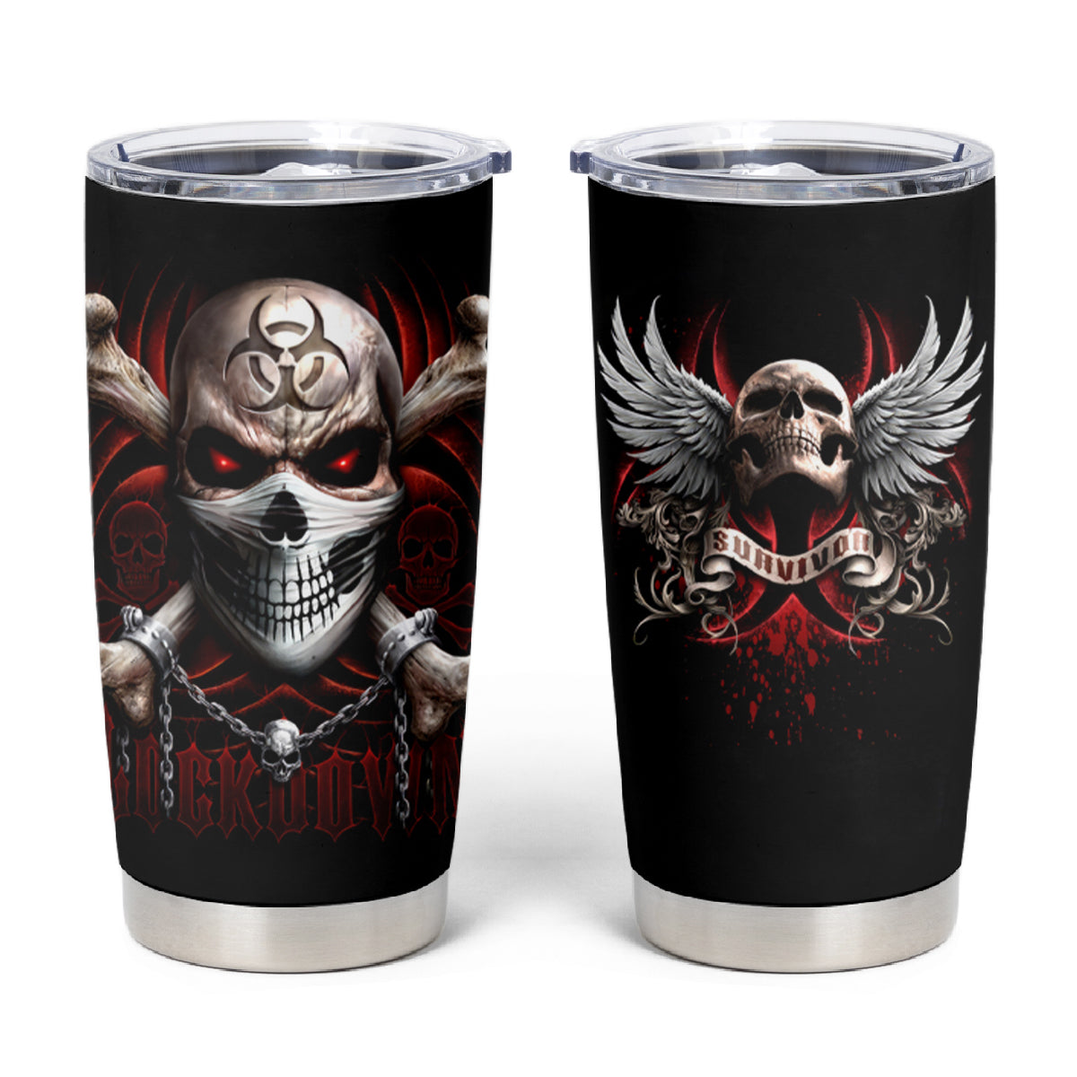 Skull Tumbler Cup Blood Skull Survivor - Wonder Print Shop
