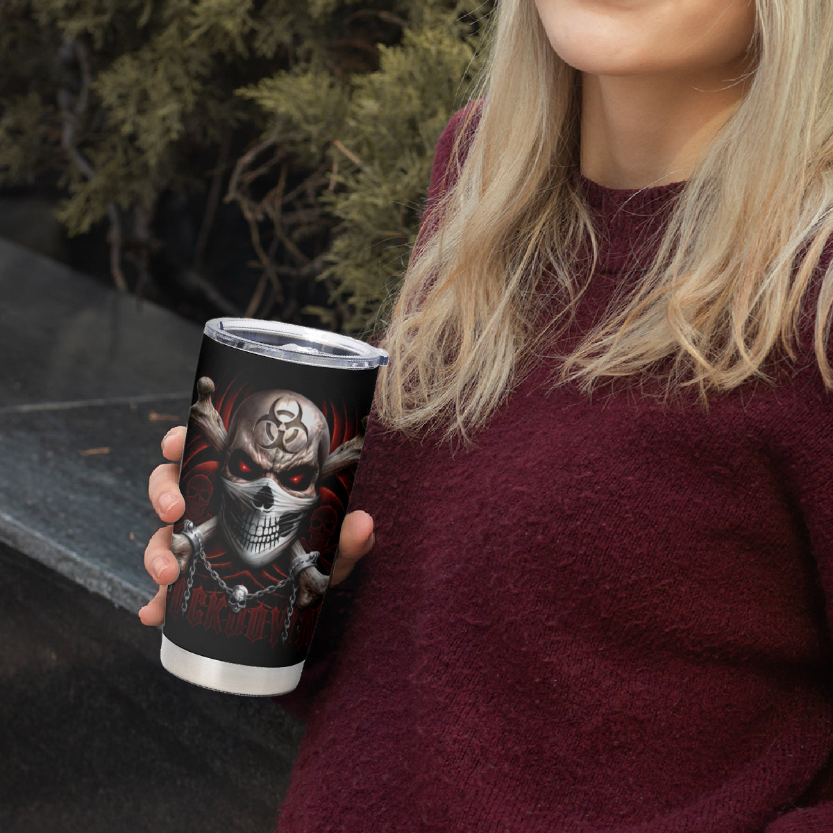 Skull Tumbler Cup Blood Skull Survivor - Wonder Print Shop