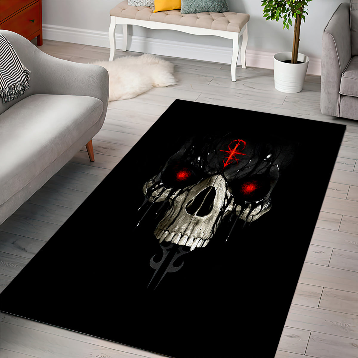 Skull Area Rug Black Reaper - Wonder Print Shop