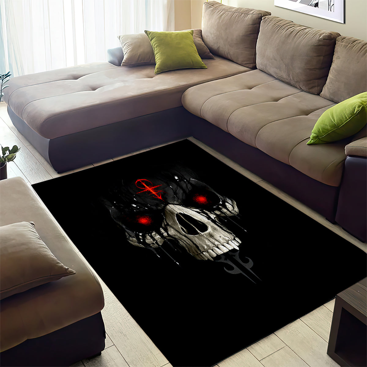 Skull Area Rug Black Reaper - Wonder Print Shop