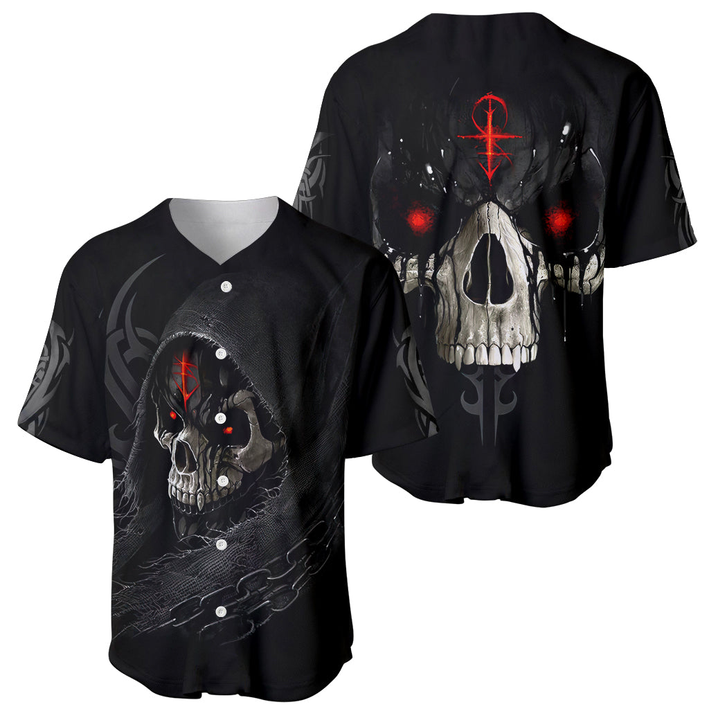 Skull Baseball Jersey Black Reaper - Wonder Print Shop