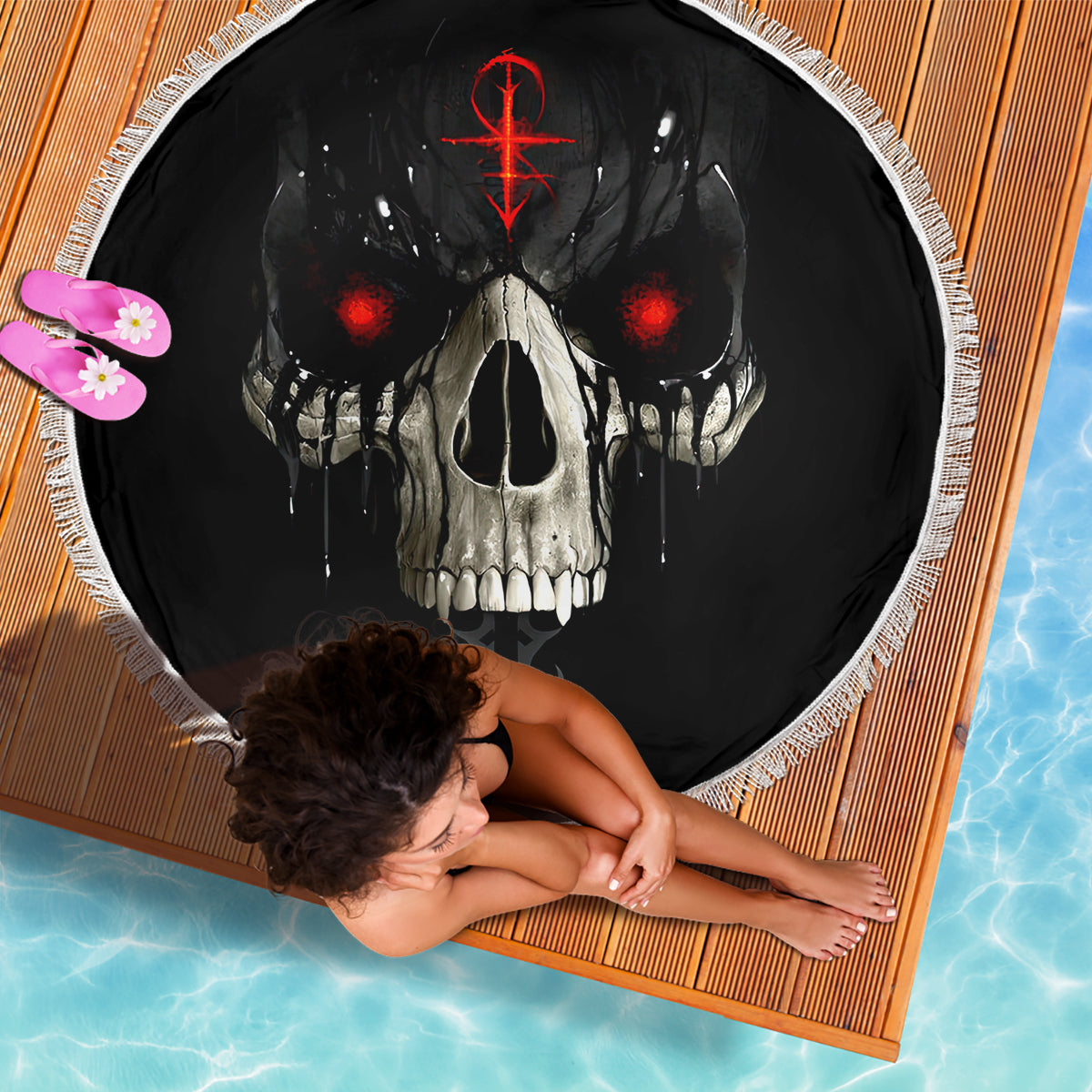 Skull Beach Blanket Black Reaper - Wonder Print Shop