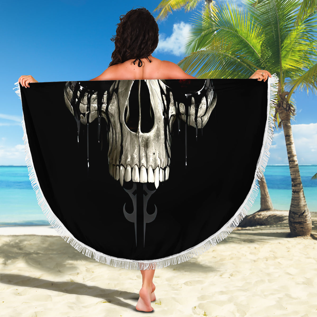 Skull Beach Blanket Black Reaper - Wonder Print Shop