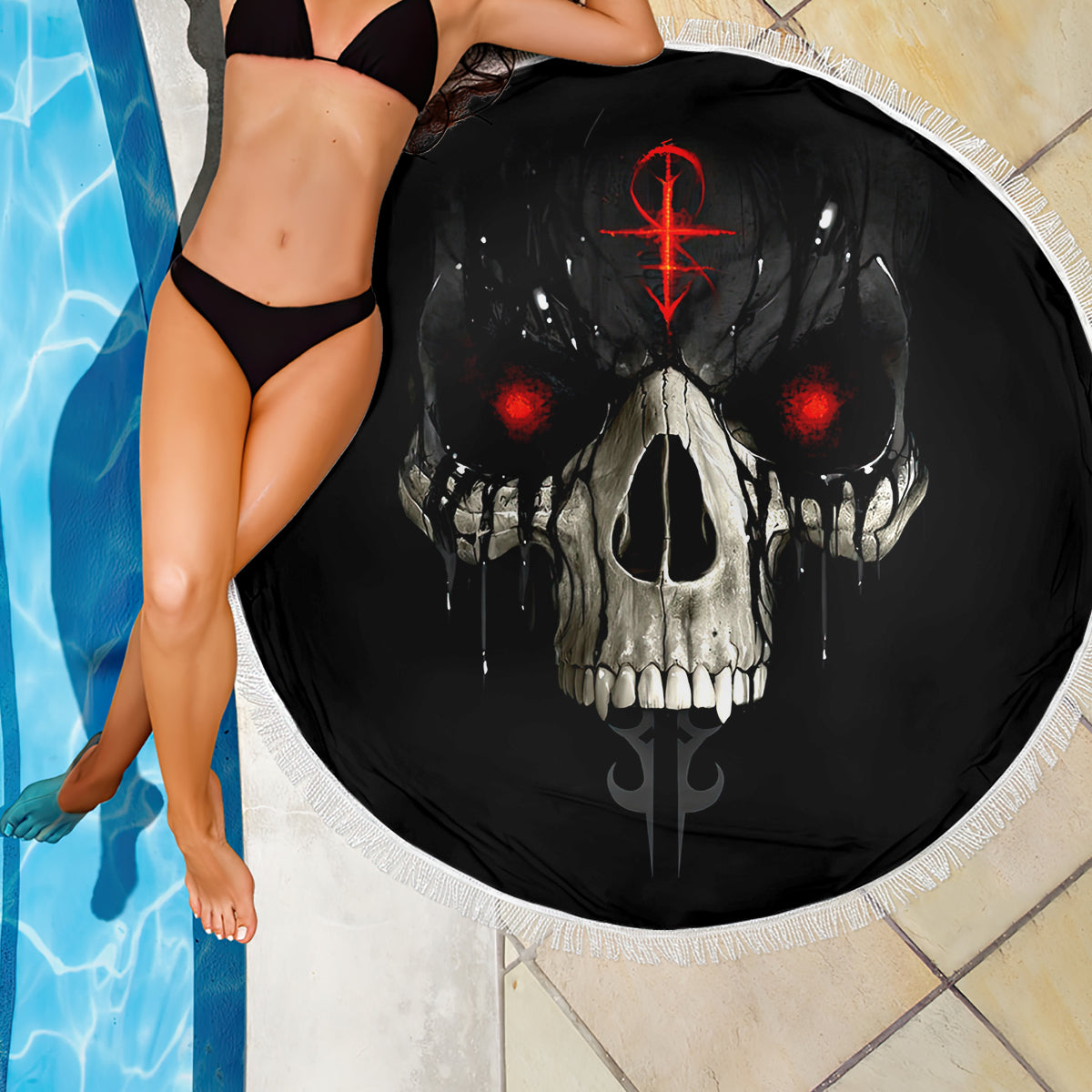 Skull Beach Blanket Black Reaper - Wonder Print Shop
