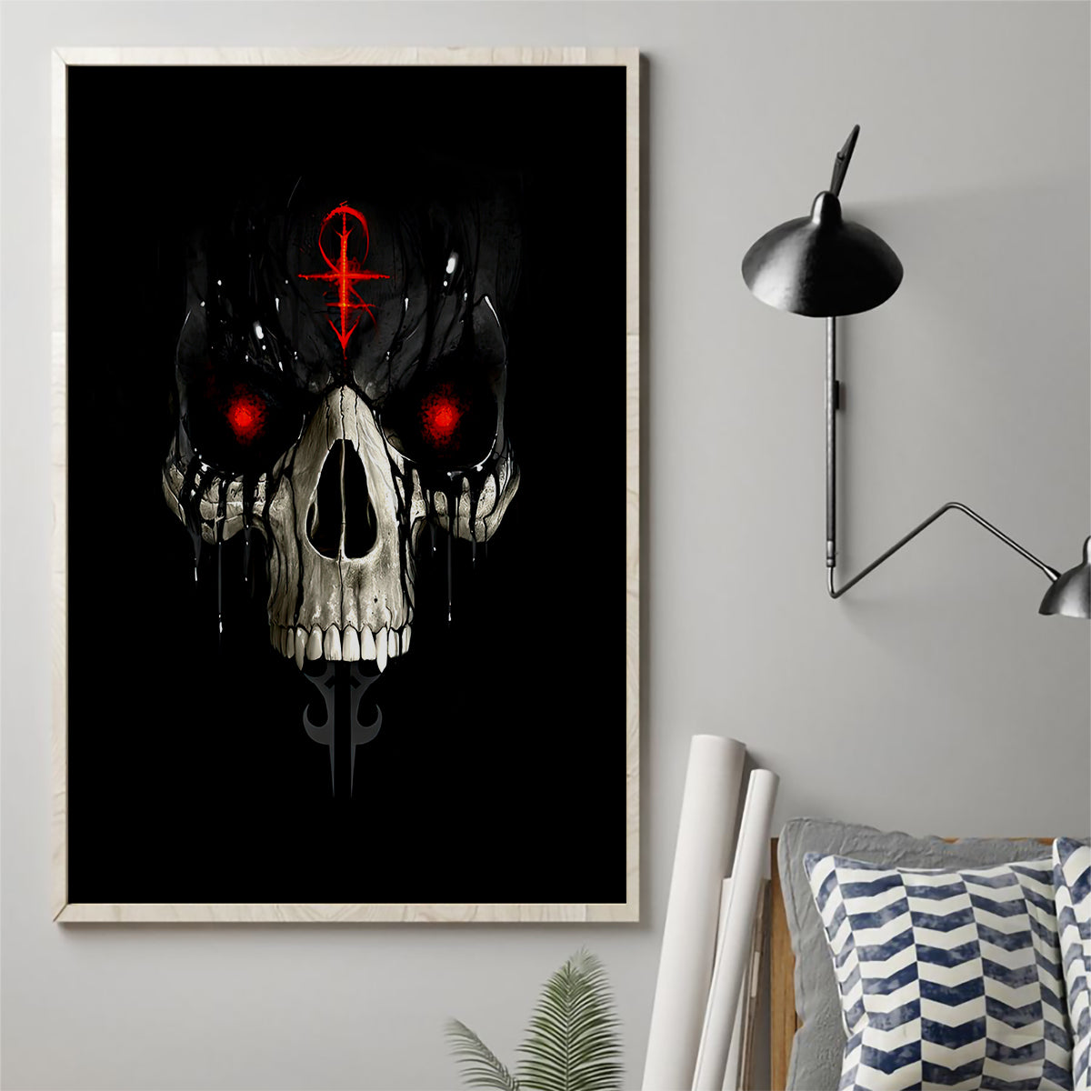 Skull Canvas Wall Art Black Reaper - Wonder Print Shop