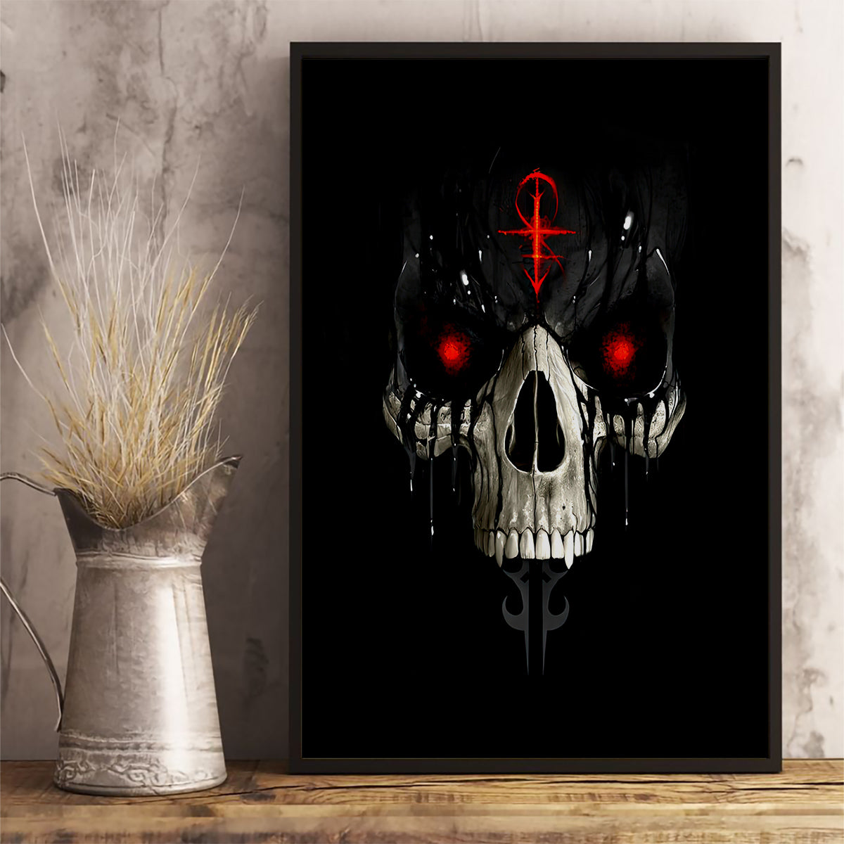 Skull Canvas Wall Art Black Reaper - Wonder Print Shop
