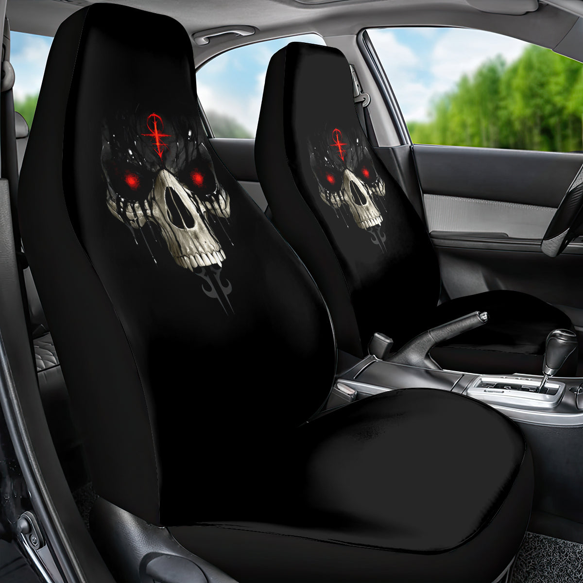 Skull Car Seat Cover Black Reaper - Wonder Print Shop