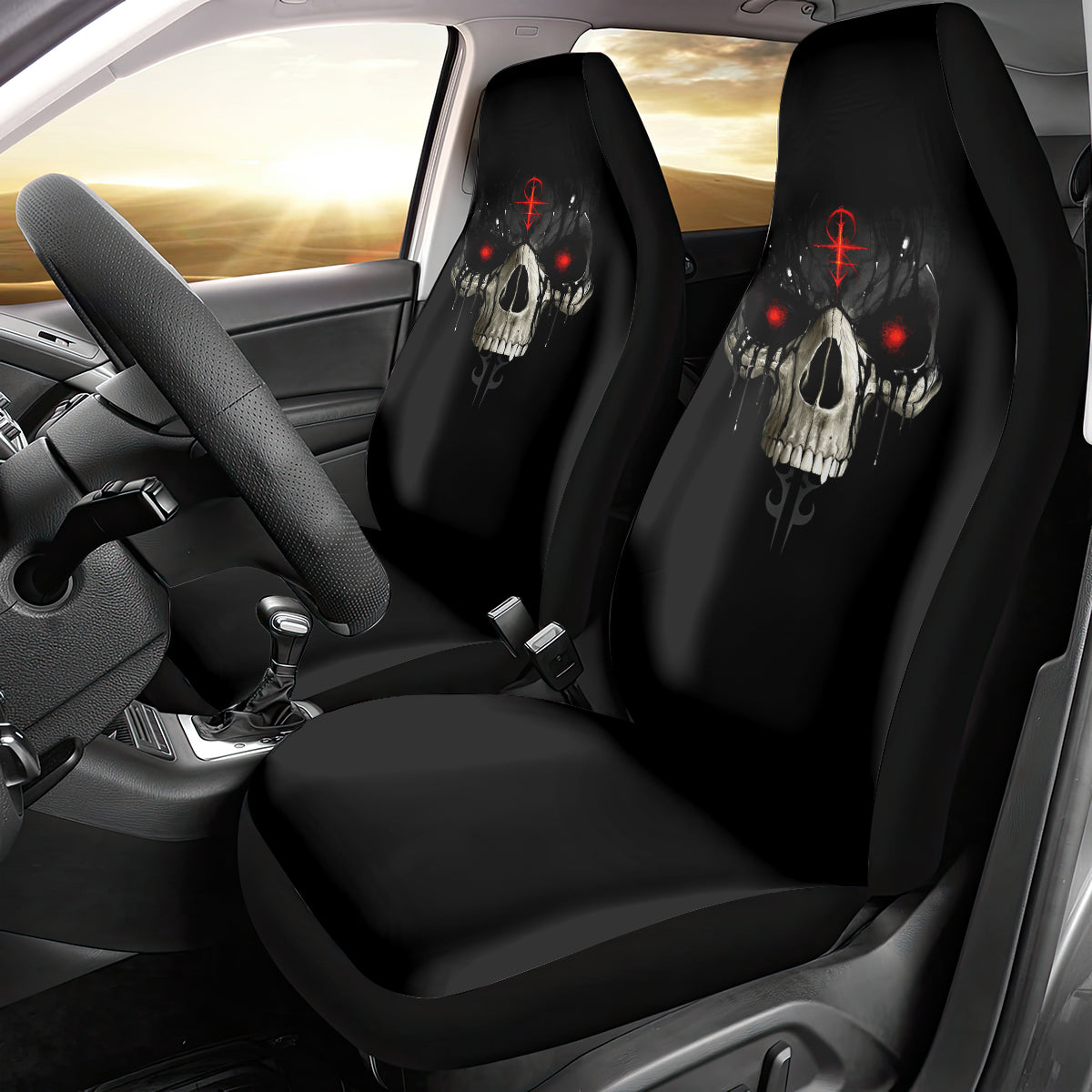Skull Car Seat Cover Black Reaper - Wonder Print Shop