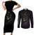 Skull Couples Matching Short Sleeve Bodycon Dress and Long Sleeve Button Shirts Black Reaper - Wonder Print Shop