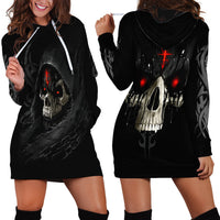 Skull Hoodie Dress Black Reaper - Wonder Print Shop