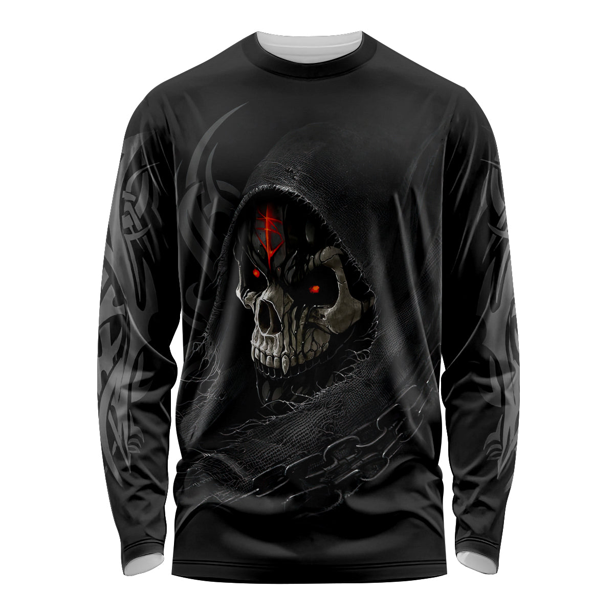 Skull Long Sleeve Shirt Black Reaper - Wonder Print Shop