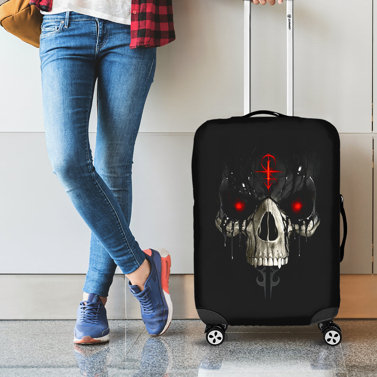 Skull Luggage Cover Black Reaper - Wonder Print Shop