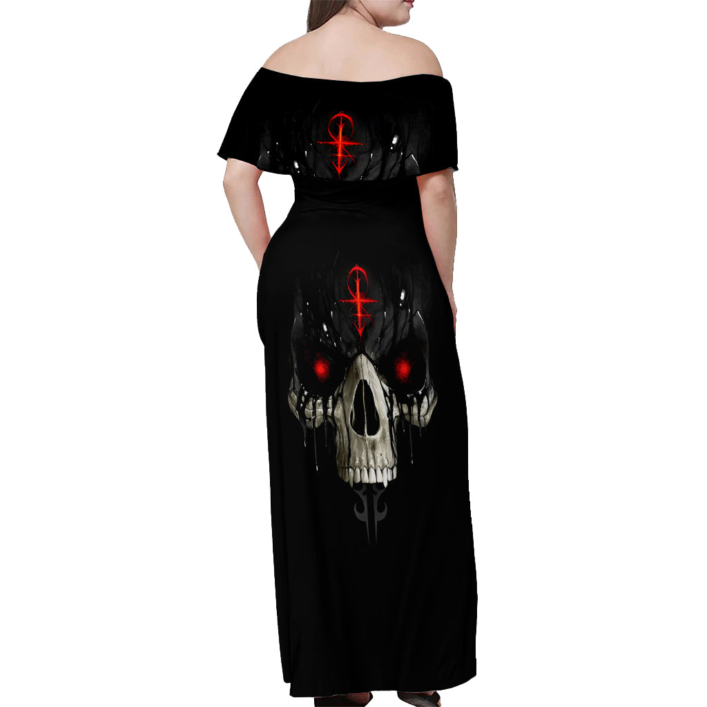 Skull Off Shoulder Maxi Dress Black Reaper - Wonder Print Shop