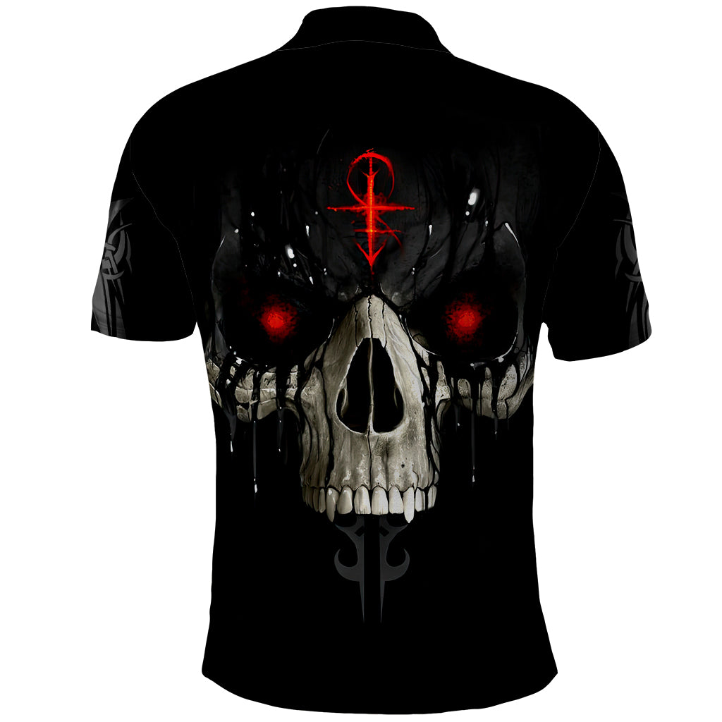 Skull Polo Shirt Black Reaper - Wonder Print Shop