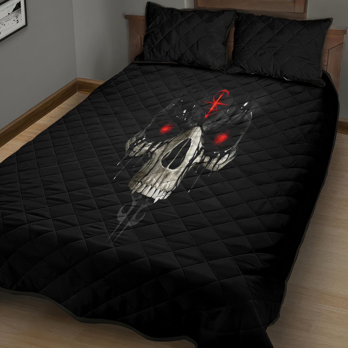 Skull Quilt Bed Set Black Reaper - Wonder Print Shop