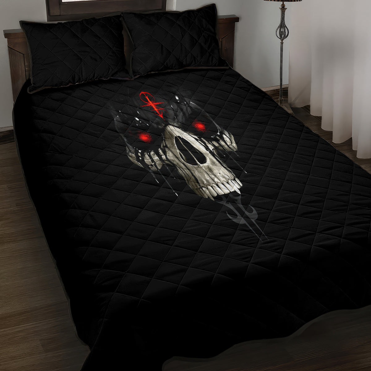 Skull Quilt Bed Set Black Reaper - Wonder Print Shop
