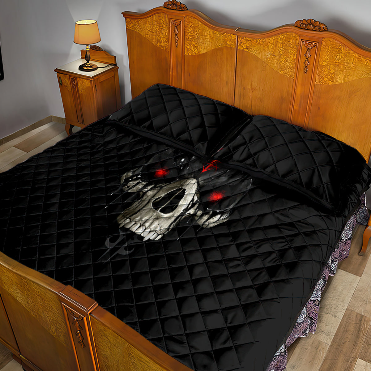 Skull Quilt Bed Set Black Reaper - Wonder Print Shop