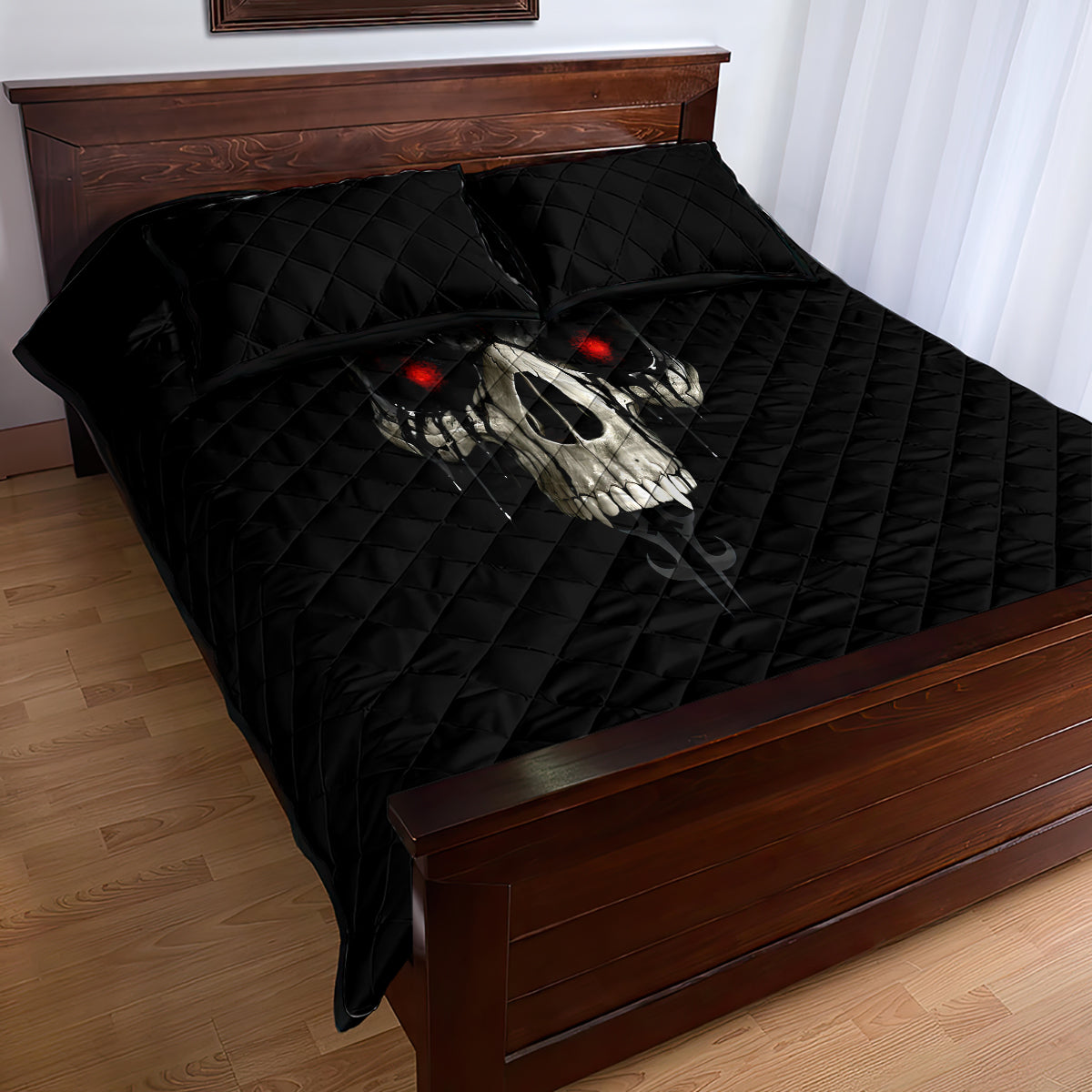Skull Quilt Bed Set Black Reaper - Wonder Print Shop