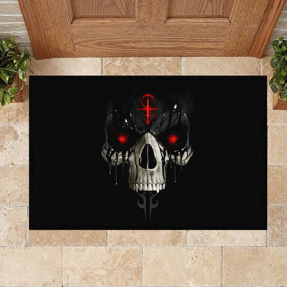 Skull Rubber Doormat Black Reaper - Wonder Print Shop