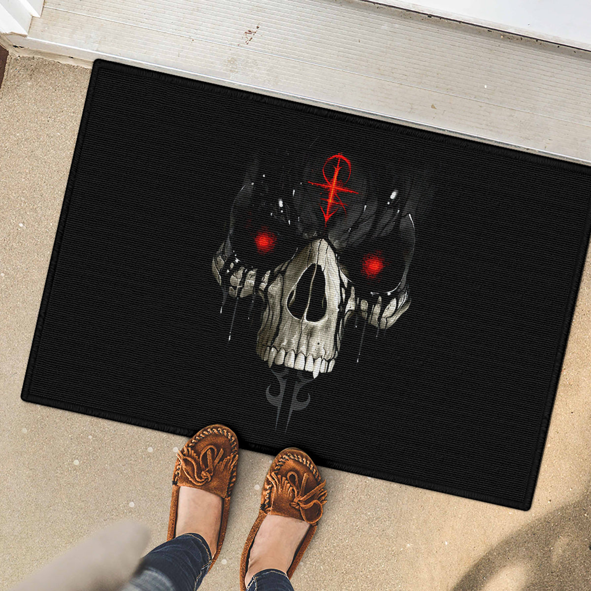 Skull Rubber Doormat Black Reaper - Wonder Print Shop