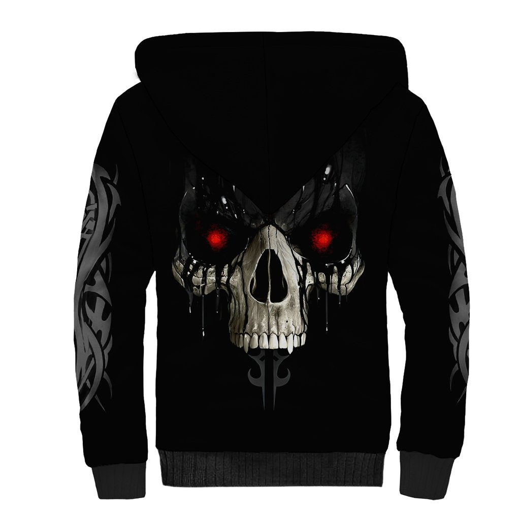 Skull Sherpa Hoodie Black Reaper - Wonder Print Shop