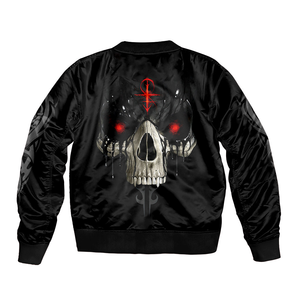 Skull Sleeve Zip Bomber Jacket Black Reaper - Wonder Print Shop