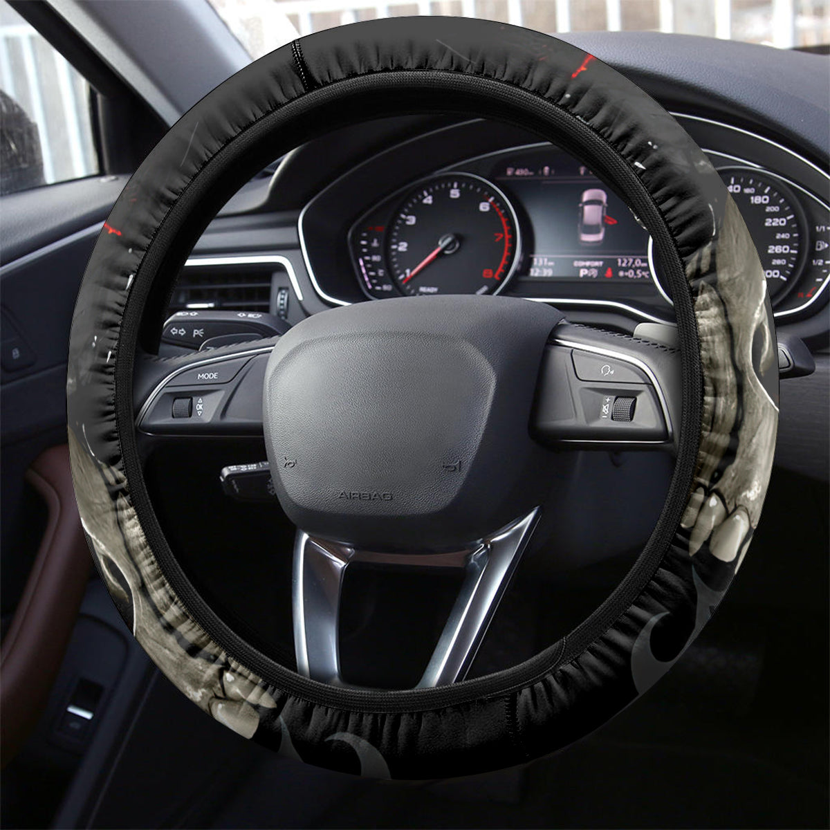 Skull Steering Wheel Cover Black Reaper - Wonder Print Shop
