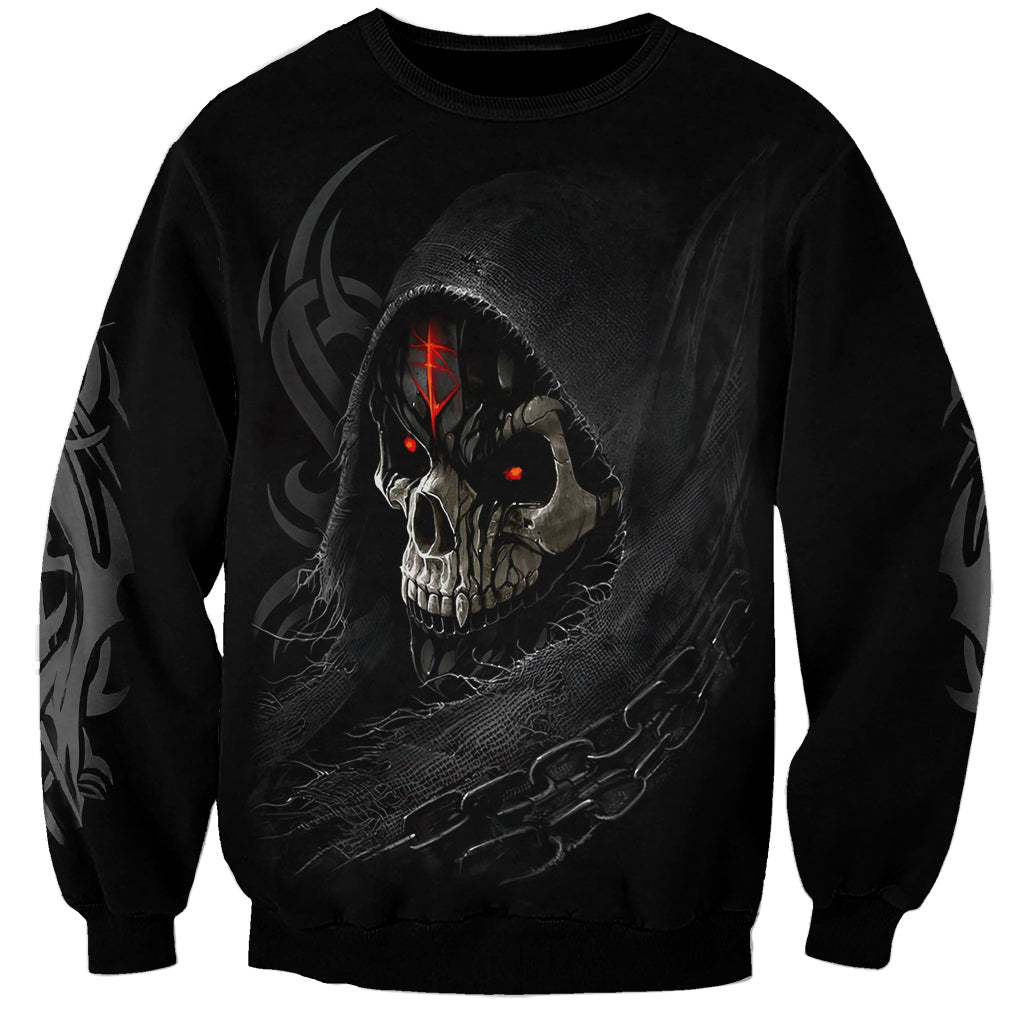 Skull Sweatshirt Black Reaper - Wonder Print Shop