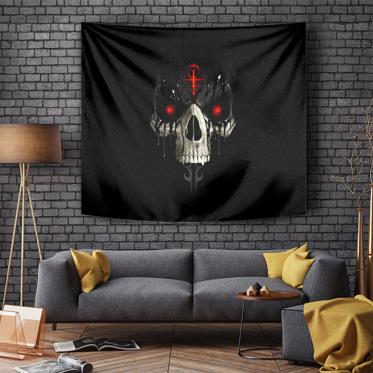 Skull Tapestry Black Reaper - Wonder Print Shop