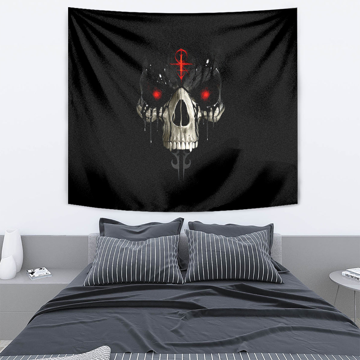 Skull Tapestry Black Reaper - Wonder Print Shop
