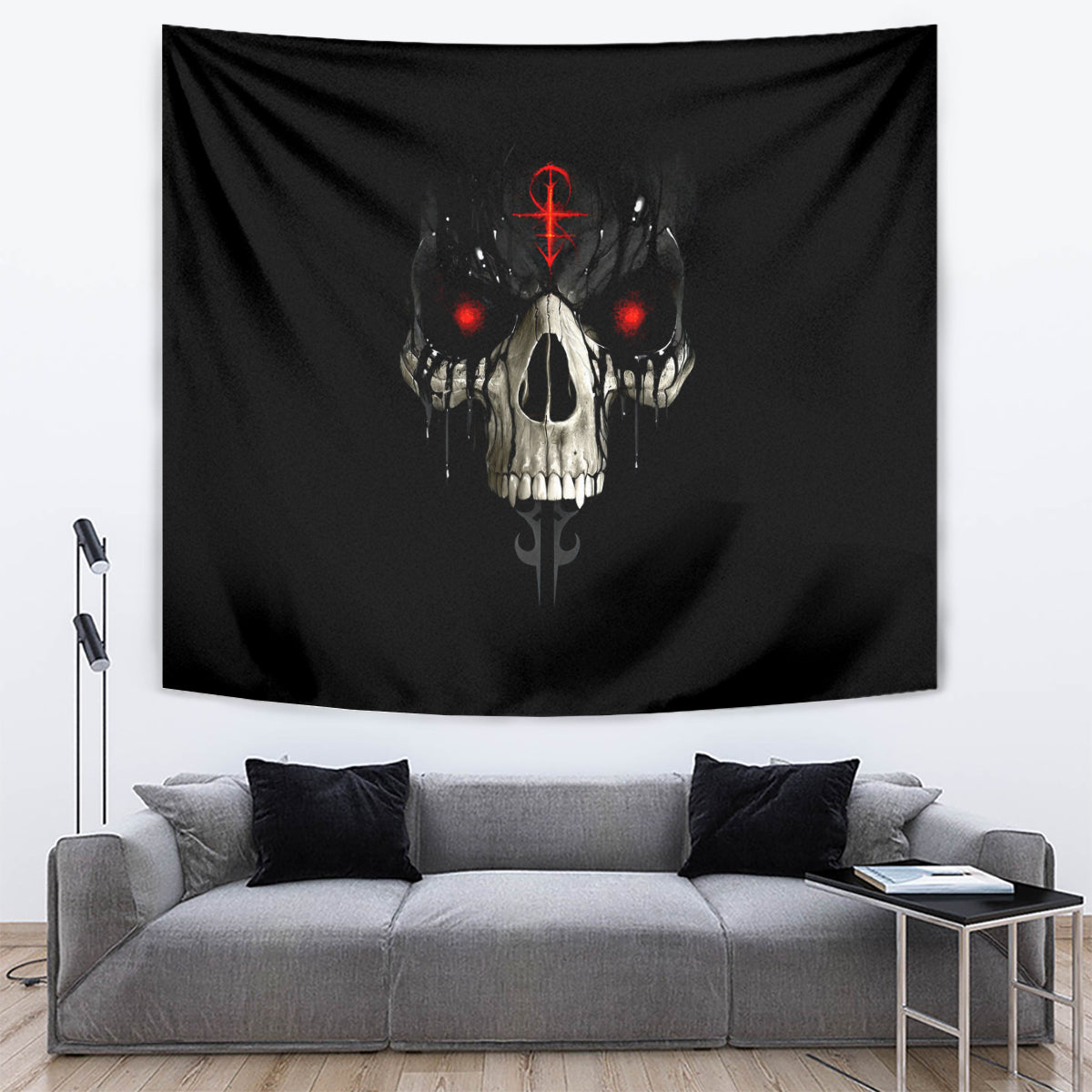 Skull Tapestry Black Reaper - Wonder Print Shop