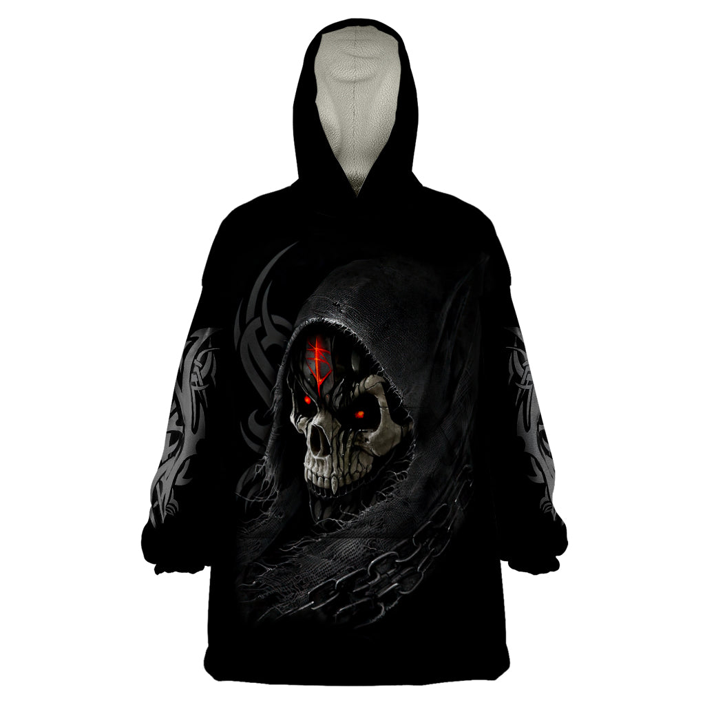 Skull Wearable Blanket Hoodie Black Reaper - Wonder Print Shop