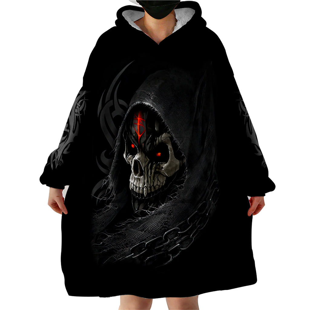 Skull Wearable Blanket Hoodie Black Reaper - Wonder Print Shop