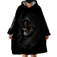 Skull Wearable Blanket Hoodie Black Reaper - Wonder Print Shop