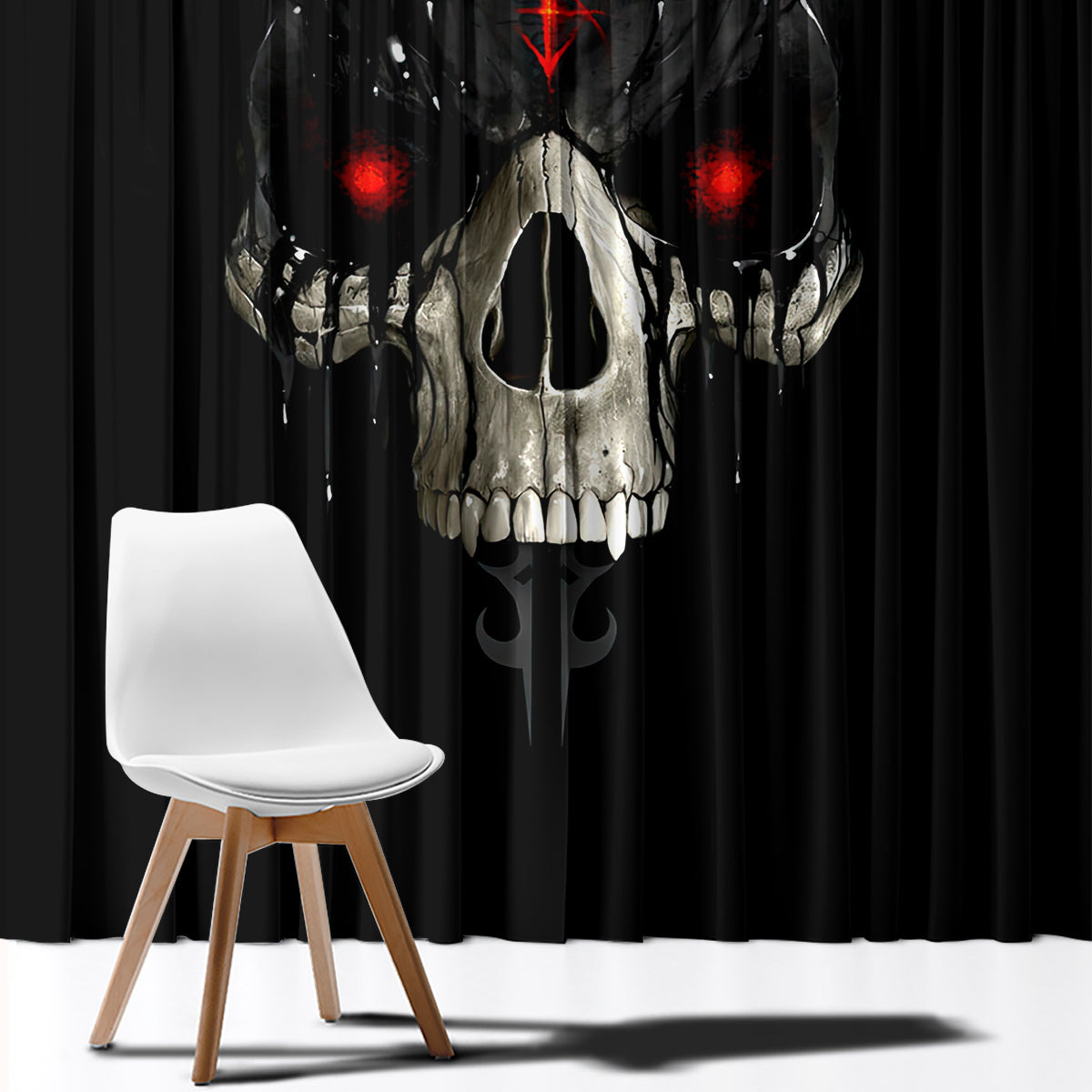 Skull Window Curtain Black Reaper - Wonder Print Shop