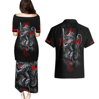 Skull Couples Matching Puletasi Dress and Hawaiian Shirt Death Skull Crusader - Wonder Print Shop
