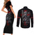 Skull Couples Matching Short Sleeve Bodycon Dress and Long Sleeve Button Shirts Death Skull Crusader - Wonder Print Shop