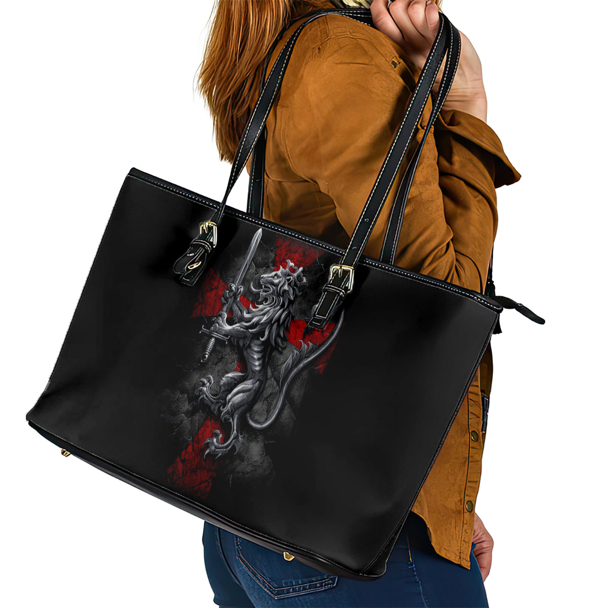 Skull Leather Tote Bag Death Skull Crusader - Wonder Print Shop