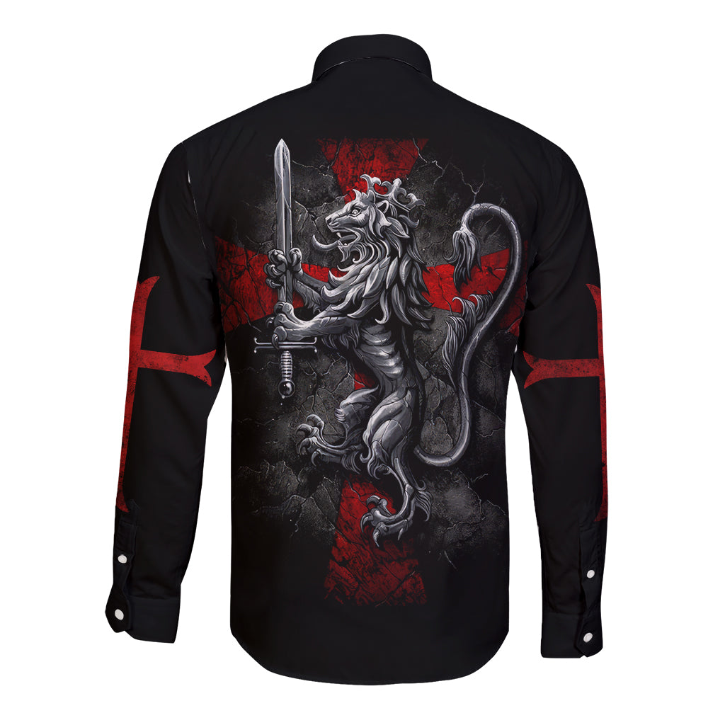 Skull Long Sleeve Button Shirt Death Skull Crusader - Wonder Print Shop