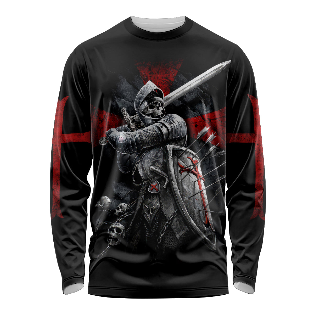 Skull Long Sleeve Shirt Death Skull Crusader - Wonder Print Shop