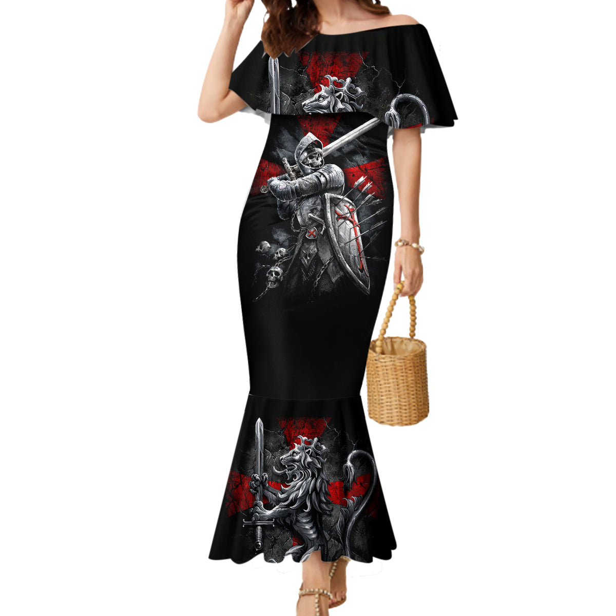 Skull Mermaid Dress Death Skull Crusader - Wonder Print Shop