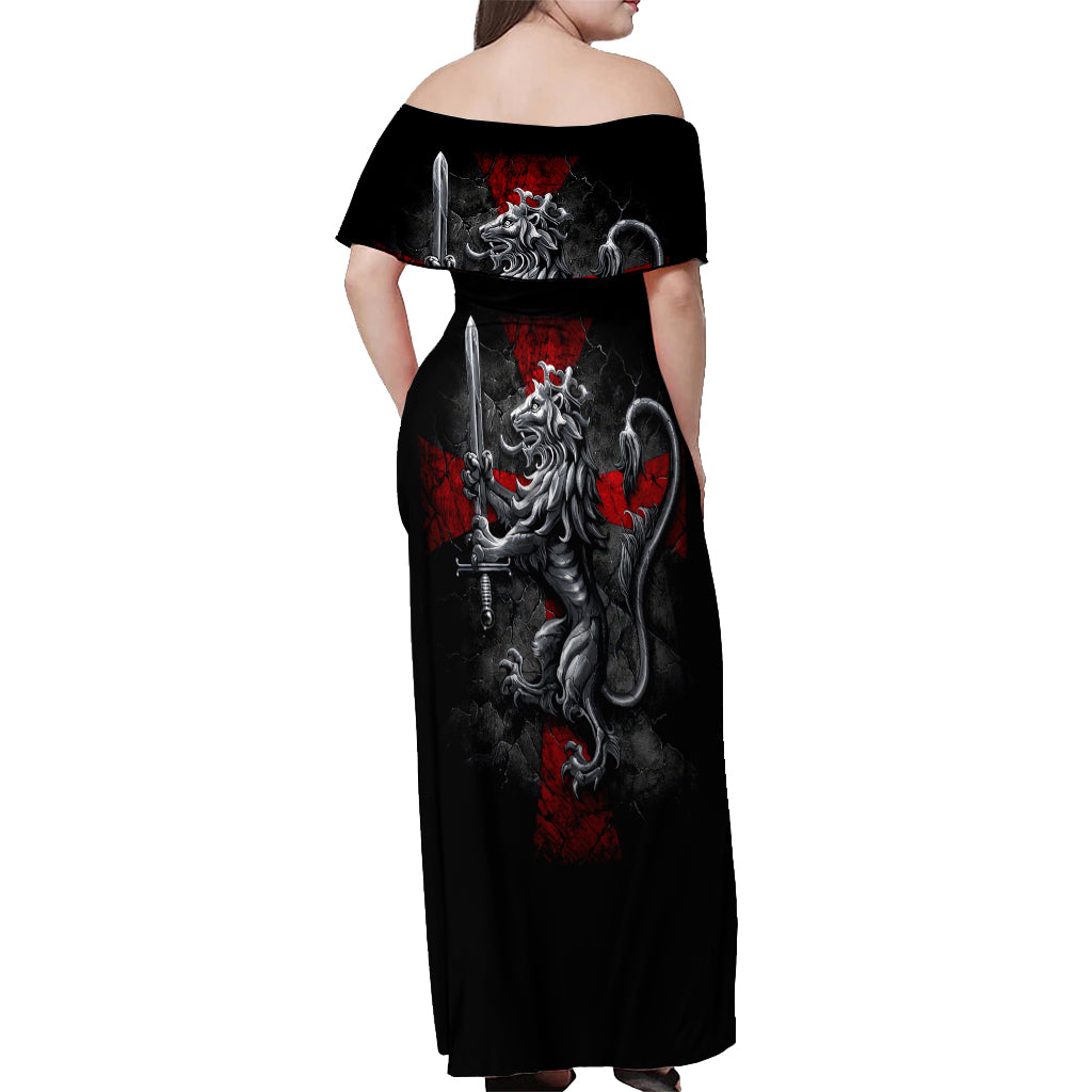 Skull Off Shoulder Maxi Dress Death Skull Crusader - Wonder Print Shop