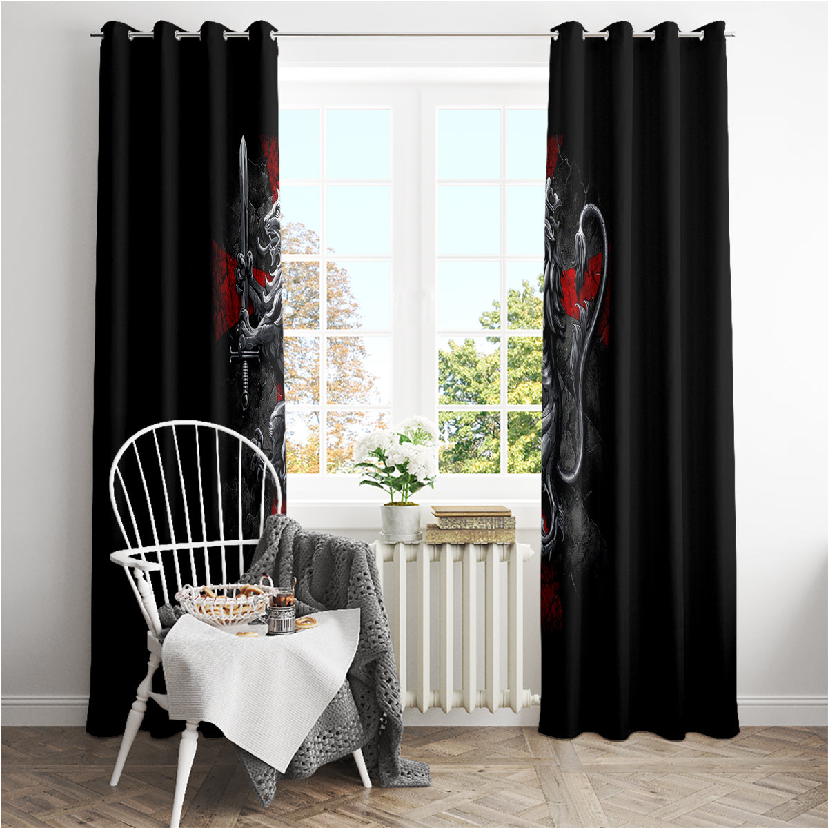 Skull Window Curtain Death Skull Crusader - Wonder Print Shop