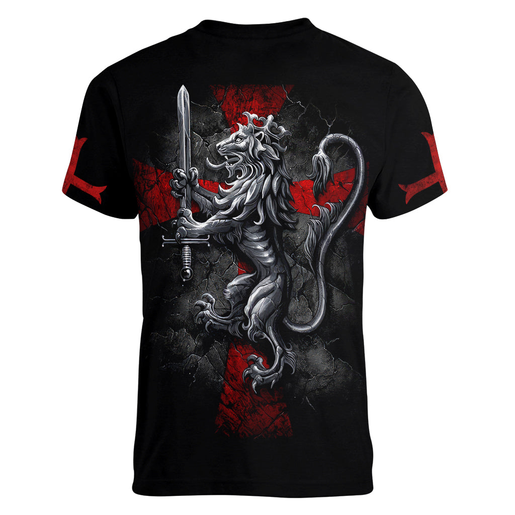 Skull Women V Neck T Shirt Death Skull Crusader - Wonder Print Shop