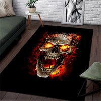 Skull Area Rug Fire Skull Tattoo Scream - Wonder Print Shop