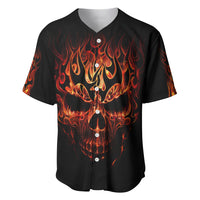 Skull Baseball Jersey Fire Skull Tattoo Scream - Wonder Print Shop